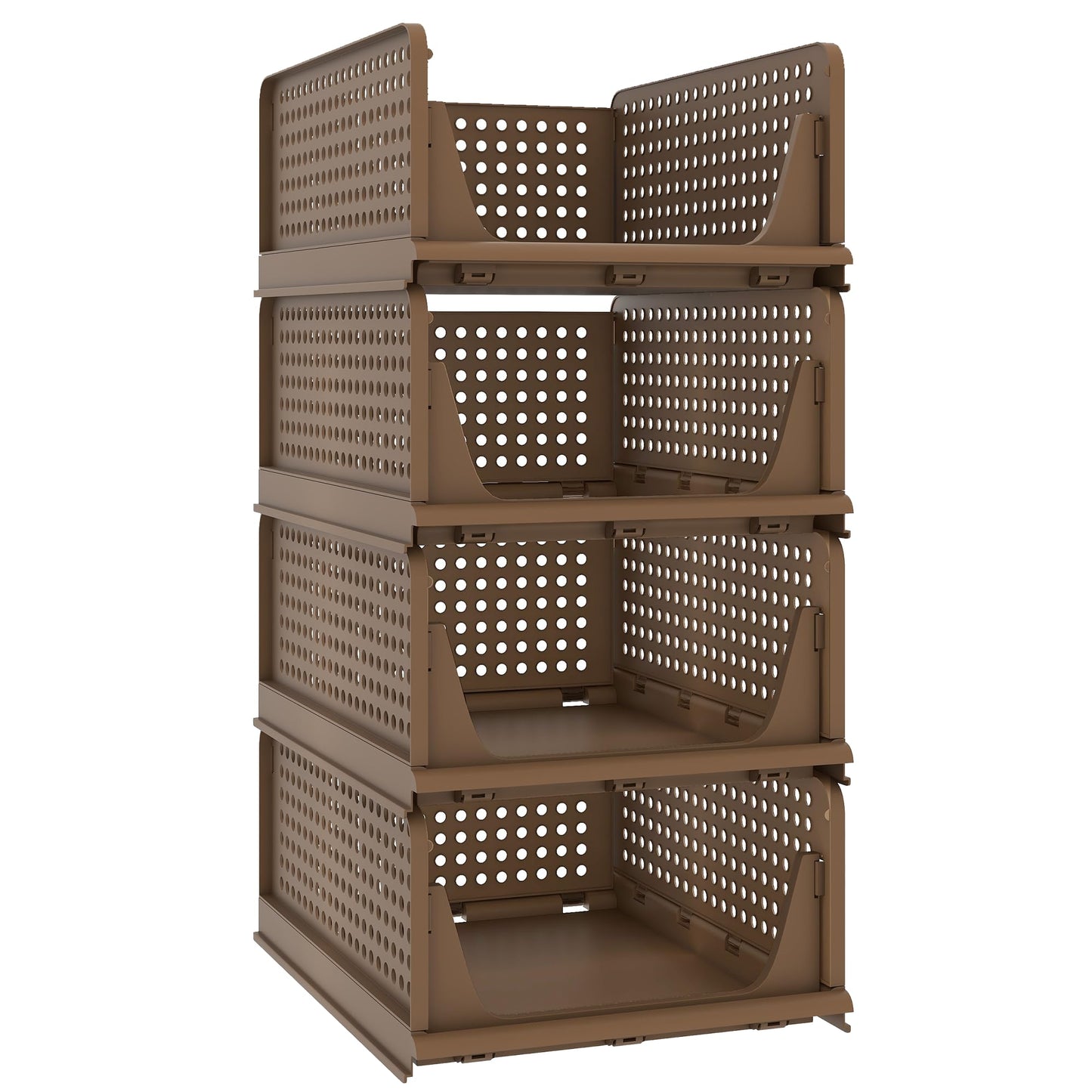 Stackable Storage Bins | 4-Pack Premium Organizers