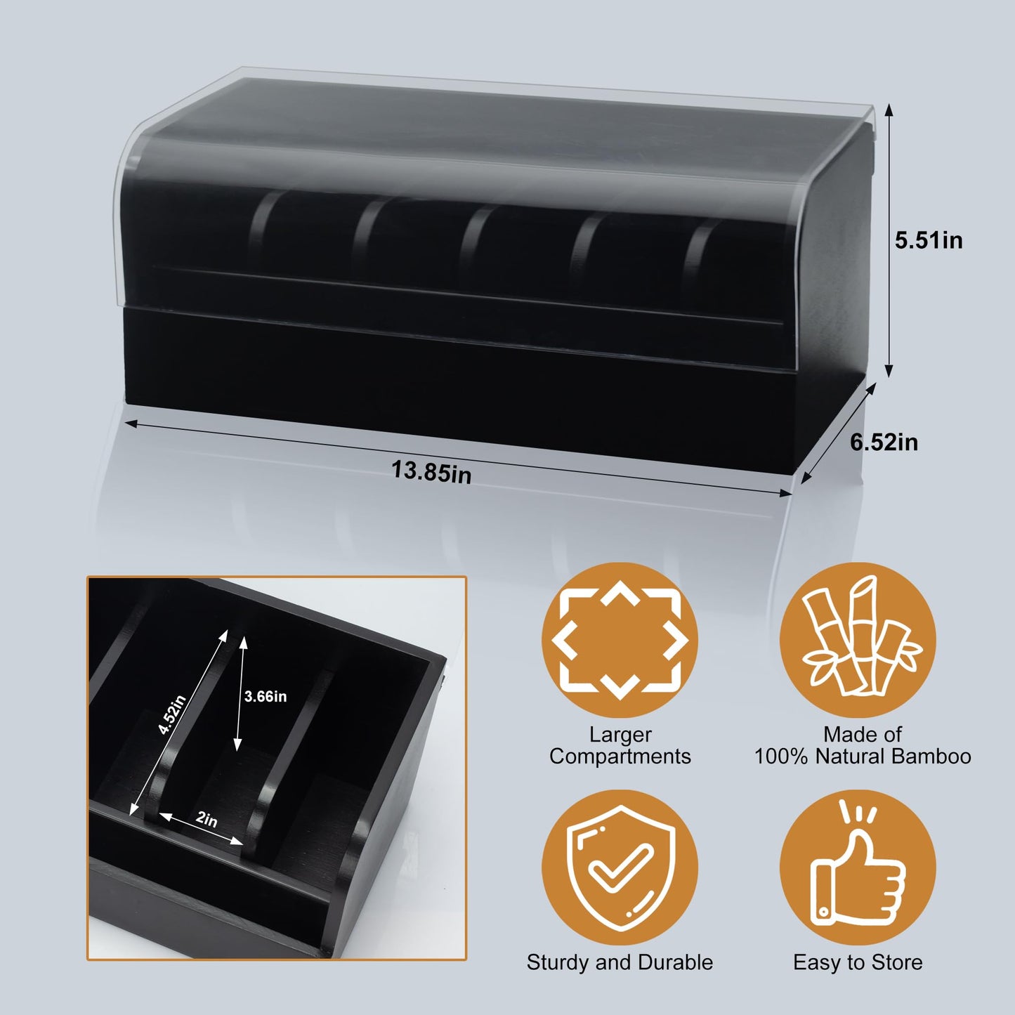 Covered Black Belt & Accessory Organizer | 8 Compartments