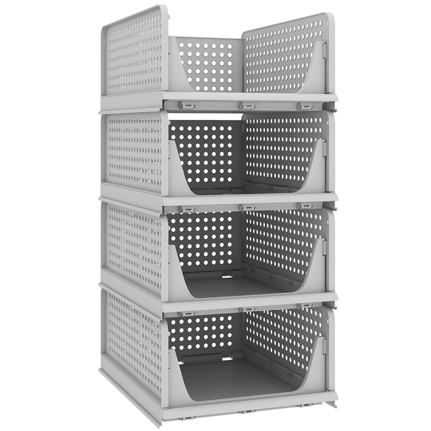 Stackable Storage Bins | 4-Pack Premium Organizers