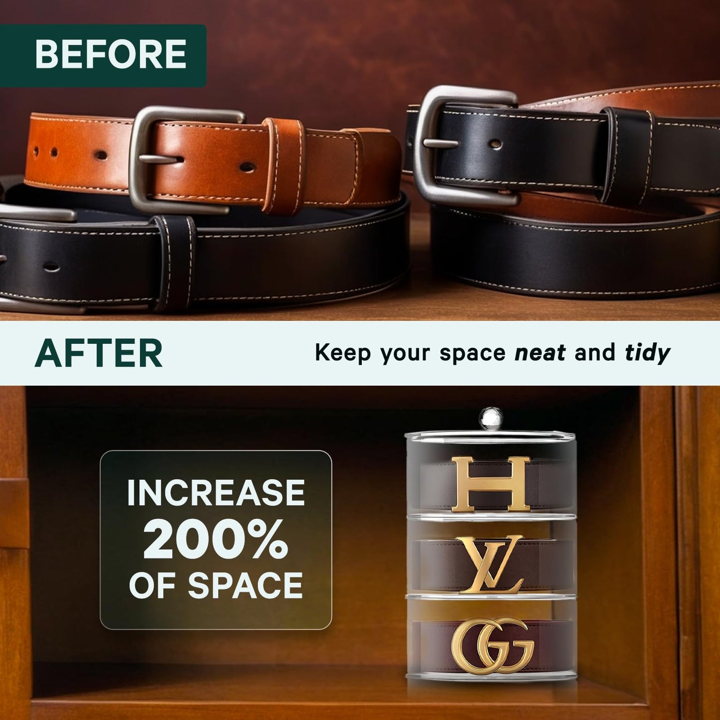 Premium Belt Display Organizer | 5 Compartments