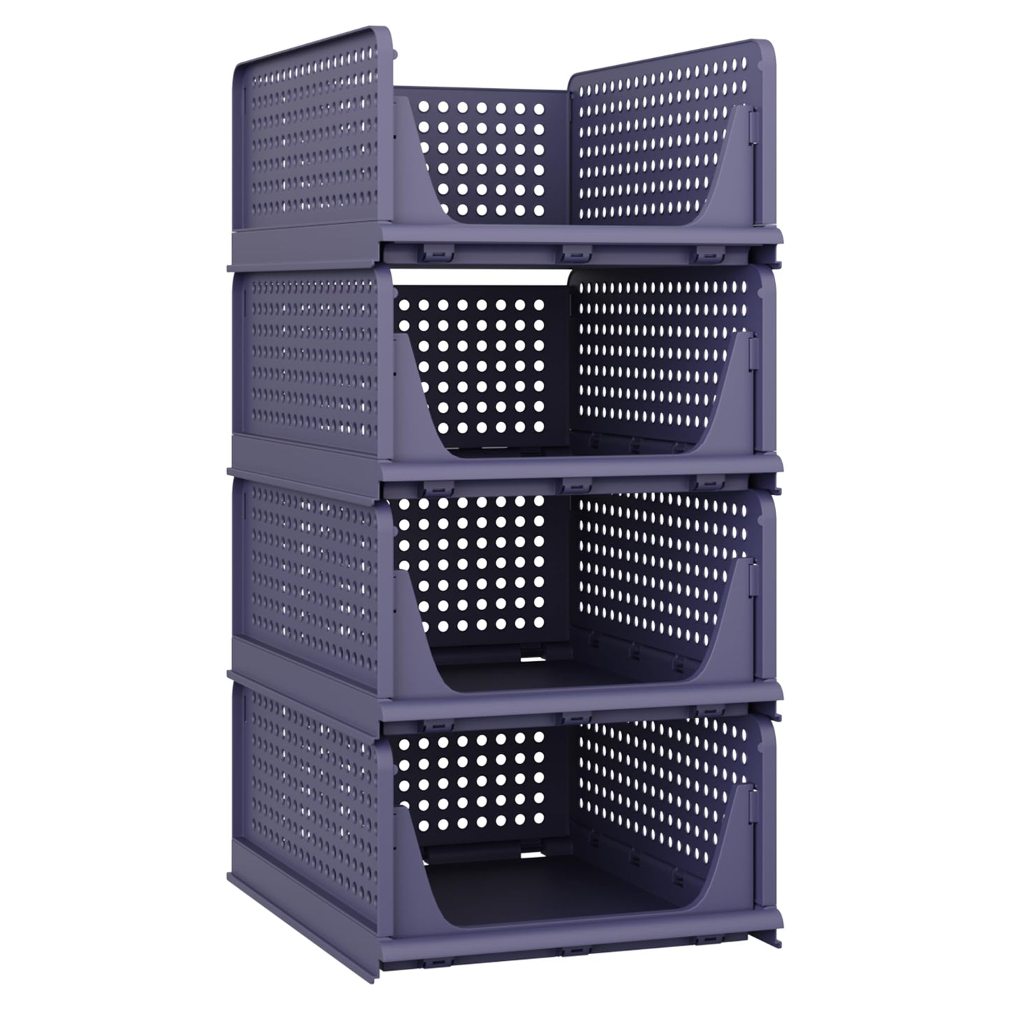 Stackable Storage Bins | 4-Pack Premium Organizers