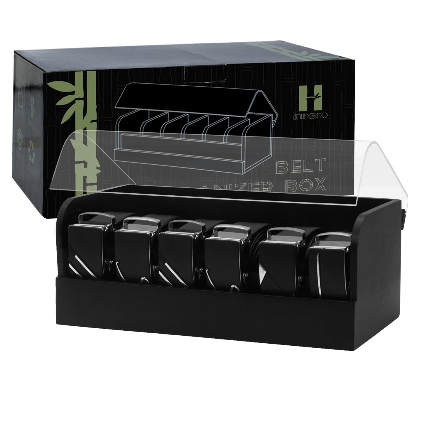 Covered Black Belt & Accessory Organizer | 8 Compartments
