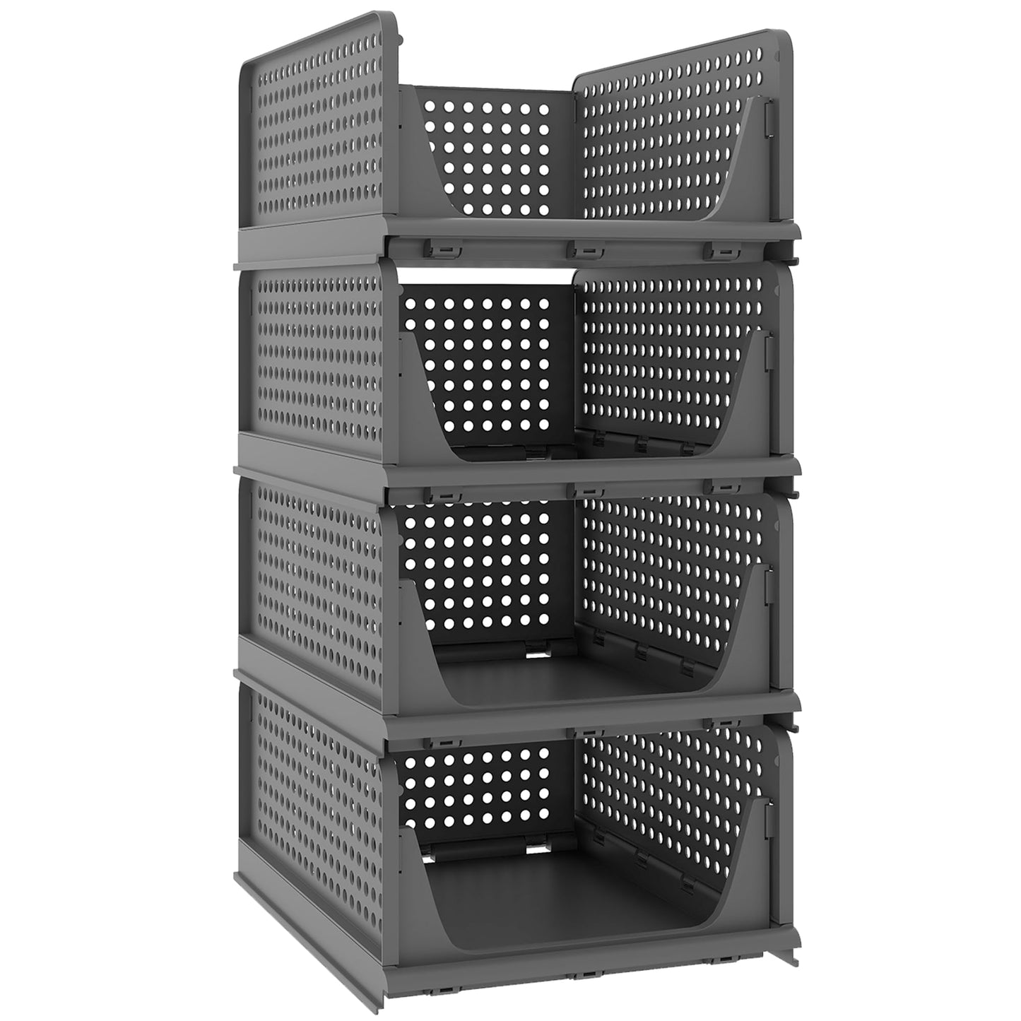 Stackable Storage Bins | 4-Pack Premium Organizers