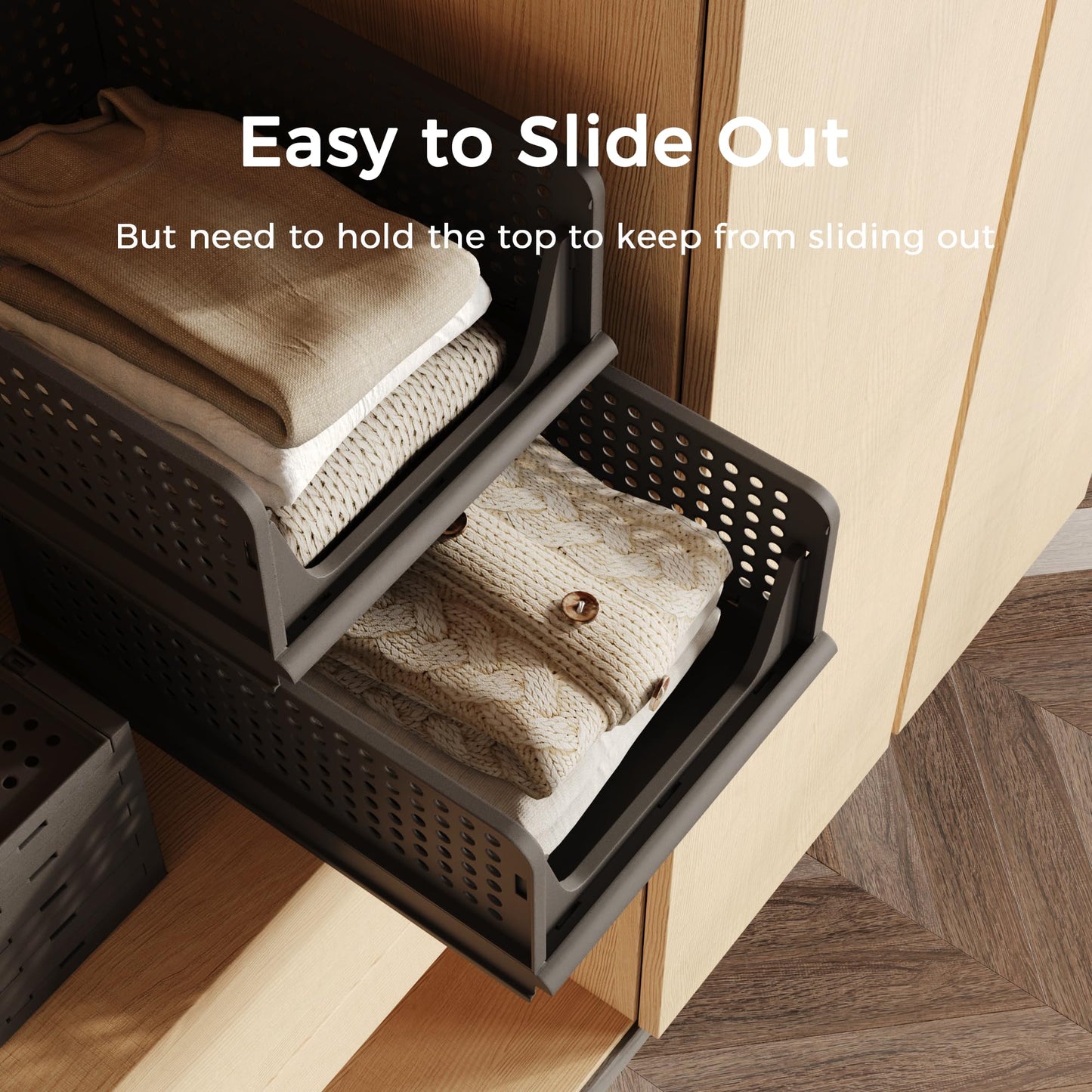 Stackable Storage Bins | 4-Pack Premium Organizers