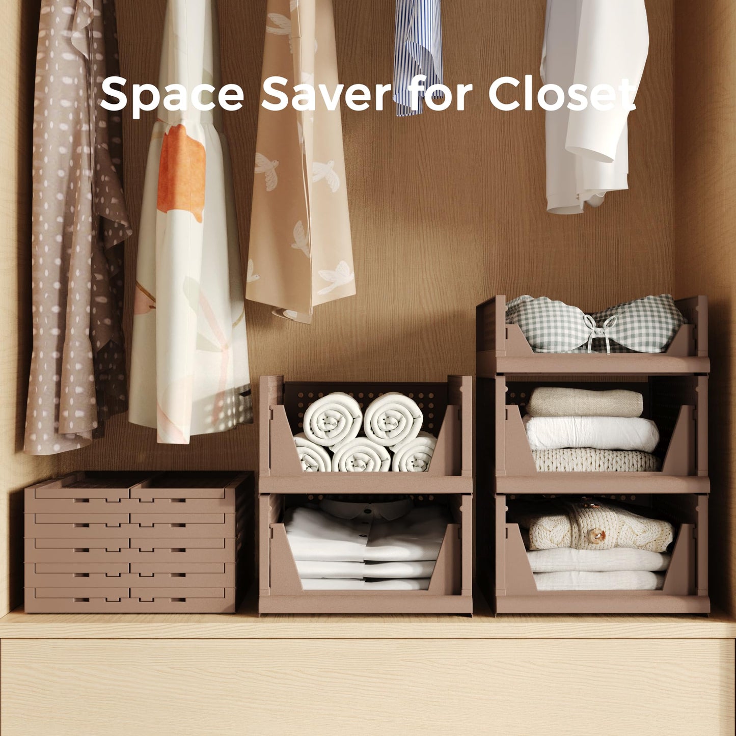 Stackable Storage Bins | 4-Pack Premium Organizers