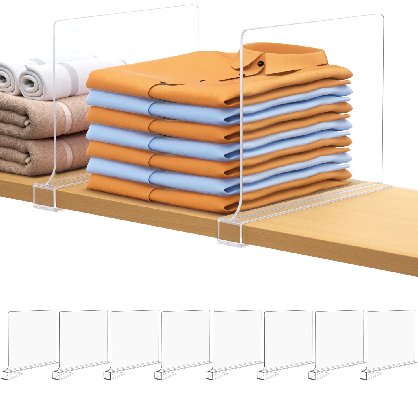 Clear Acrylic Shelf Dividers | 6-Pack Organizers