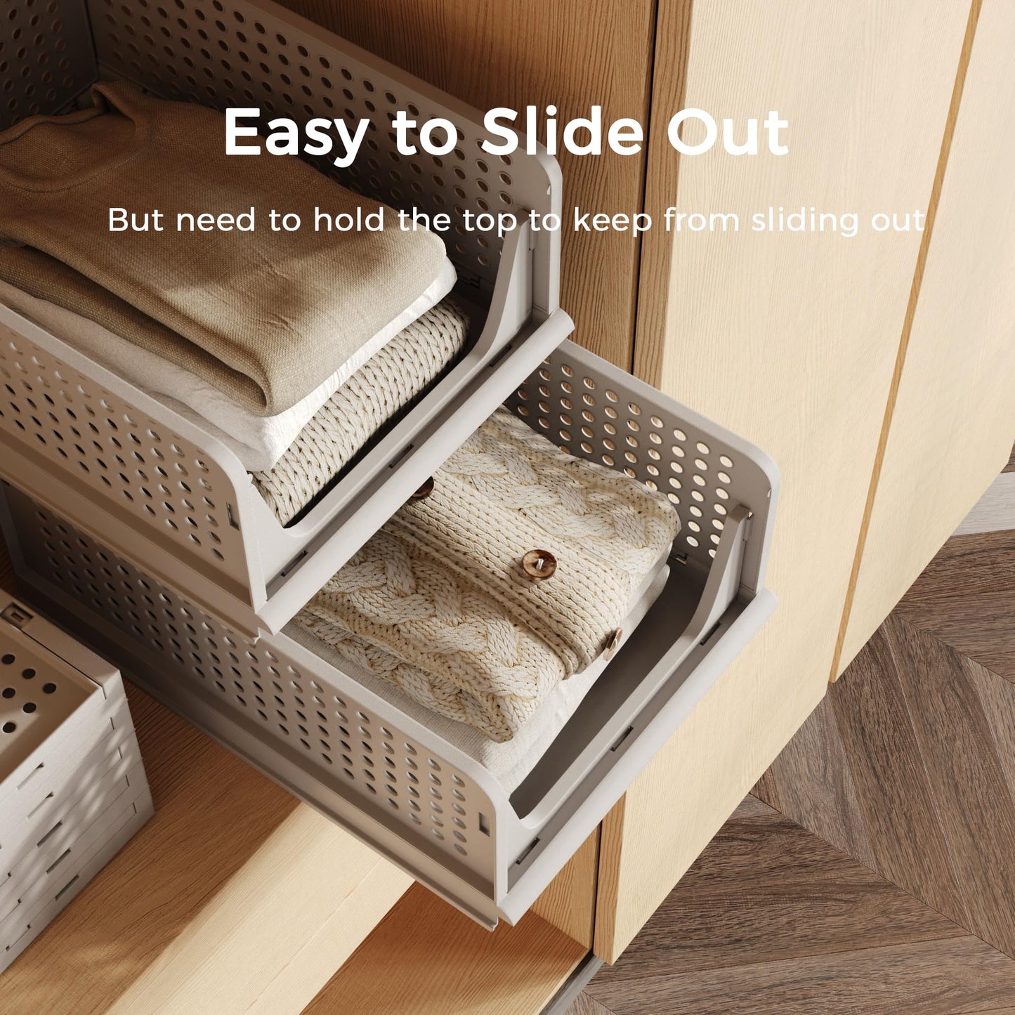 Stackable Storage Bins | 4-Pack Premium Organizers