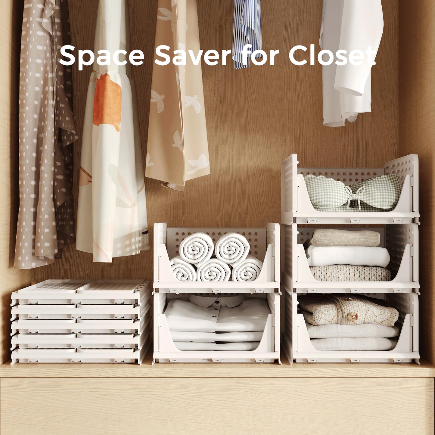 Stackable Storage Bins | 4-Pack Premium Organizers