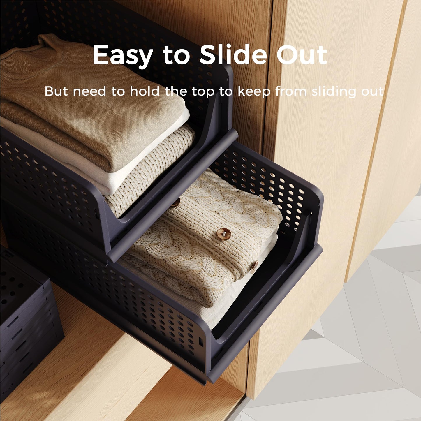 Stackable Storage Bins | 4-Pack Premium Organizers
