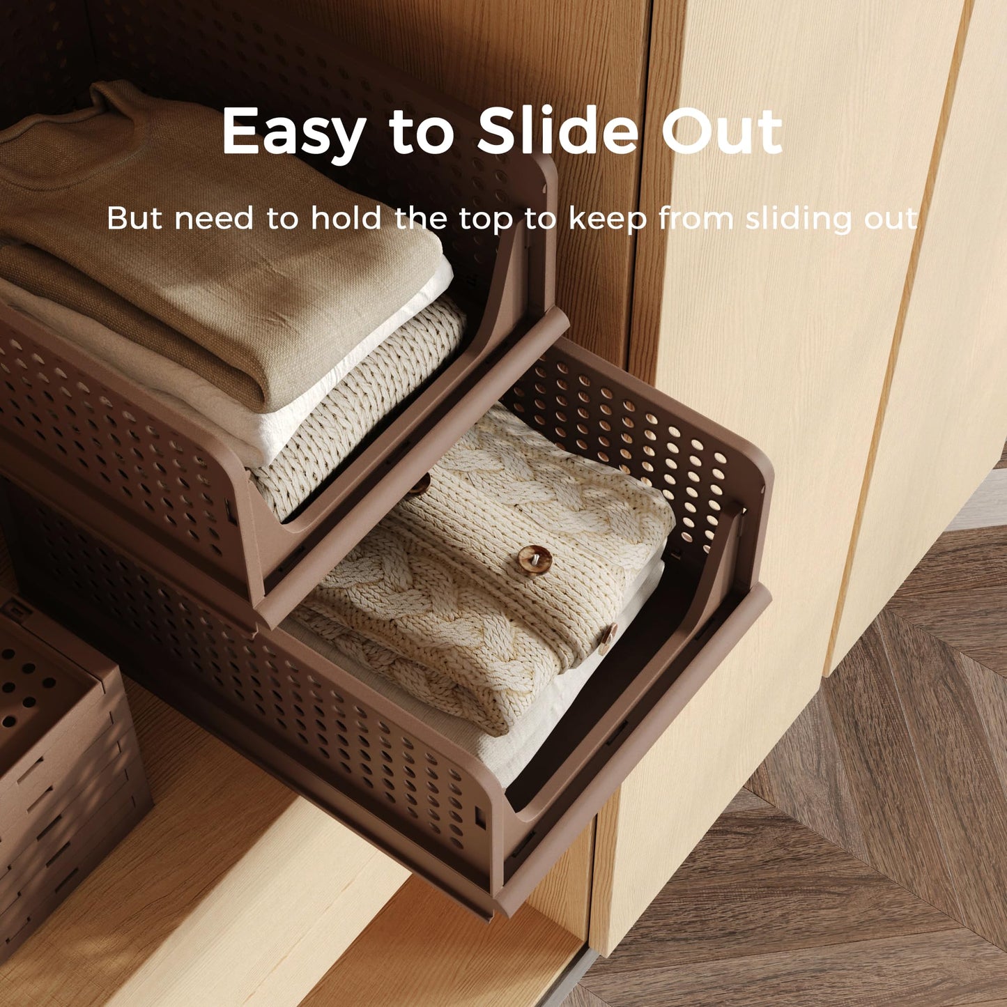 Stackable Storage Bins | 4-Pack Premium Organizers