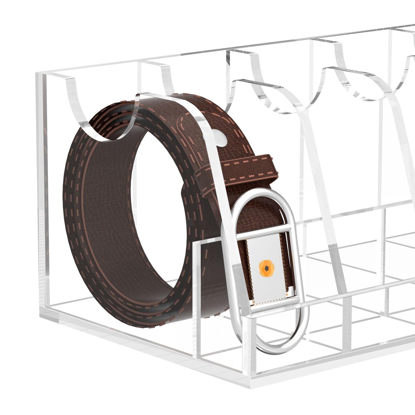 Crystal Clear Acrylic Belt Organizer | 6 Compartments