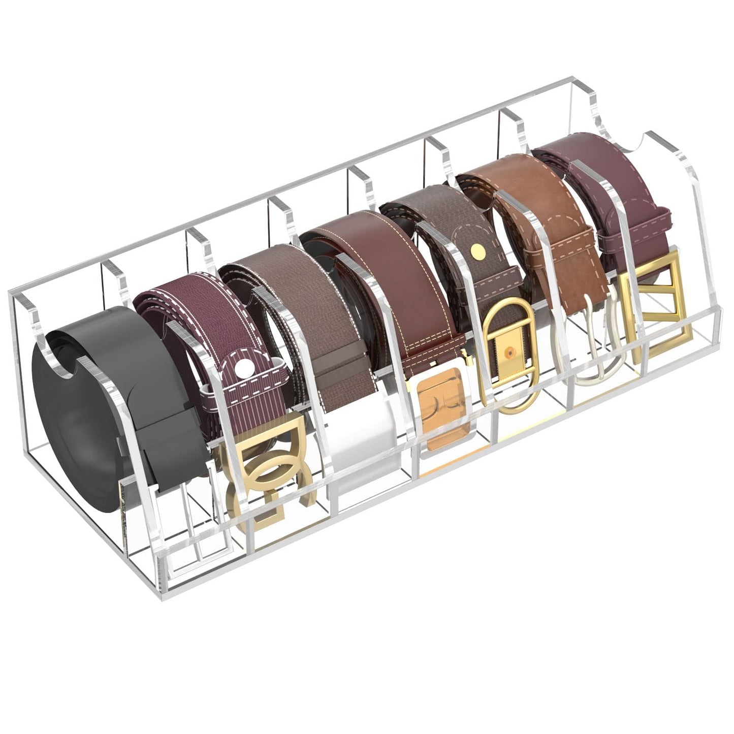 Crystal Clear Acrylic Belt Organizer | 6 Compartments