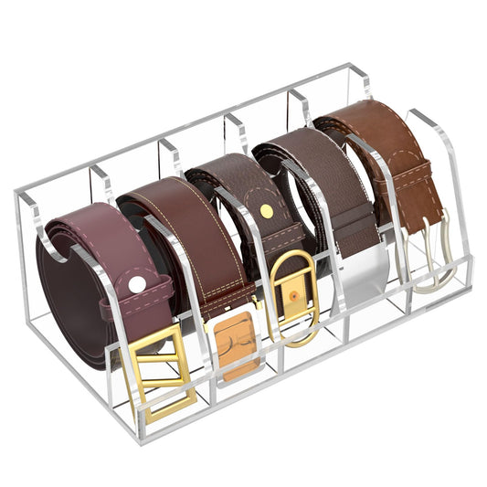 Crystal Clear Acrylic Belt Organizer | 6 Compartments