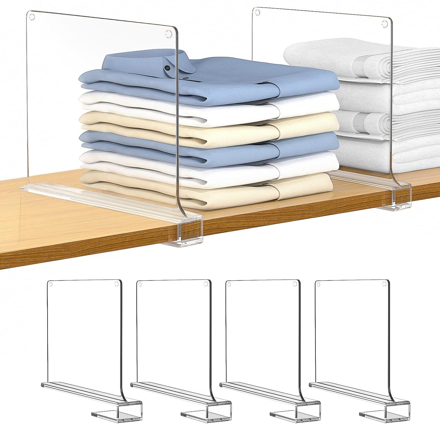 Clear Acrylic Shelf Dividers | 6-Pack Organizers