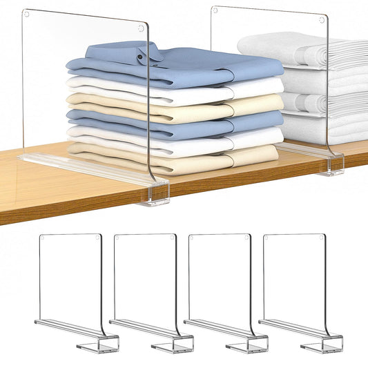 Clear Acrylic Shelf Dividers | 6-Pack Organizers