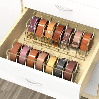 Crystal Clear Acrylic Belt Organizer | 6 Compartments