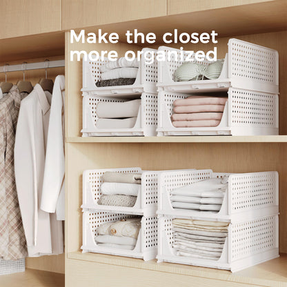 Stackable Storage Bins | 4-Pack Premium Organizers