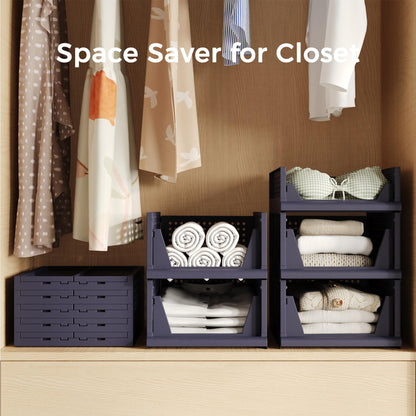 Stackable Storage Bins | 4-Pack Premium Organizers