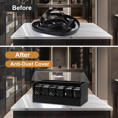 Covered Black Belt & Accessory Organizer | 8 Compartments