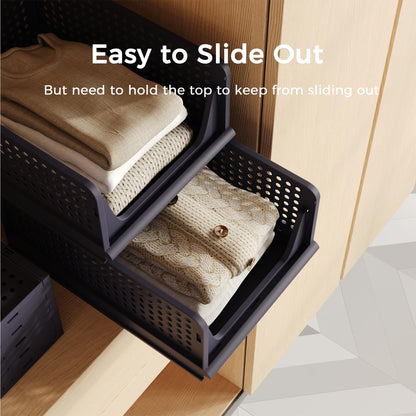 Stackable Storage Bins | 4-Pack Premium Organizers