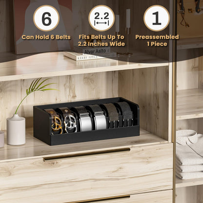 Premium Bamboo Belt Organizer Box | 6 Compartments