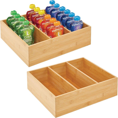 2 Pack 3 Section Bamboo Pantry Organizer