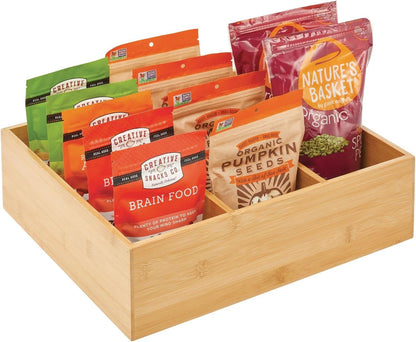 2 Pack 3 Section Bamboo Pantry Organizer