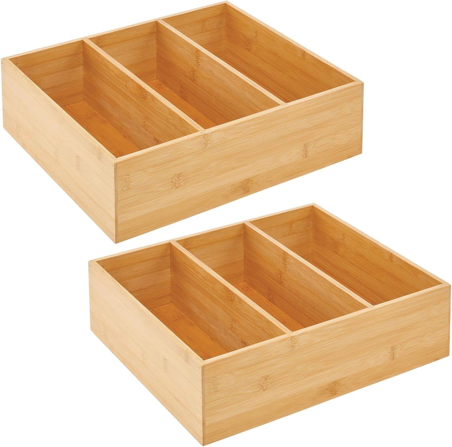 2 Pack 3 Section Bamboo Pantry Organizer